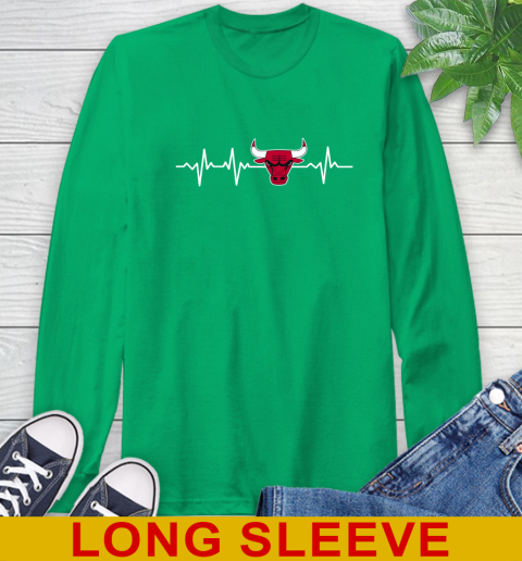 Chicago Bulls NBA Basketball Heart Beat Shirt Long Sleeve T-Shirt - Image 9