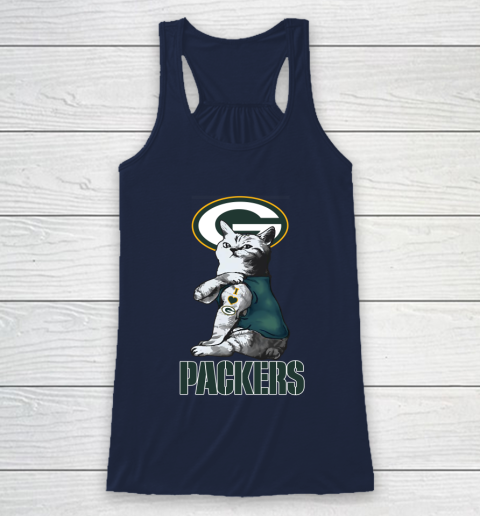 NFL Football My Cat Loves Green Bay Packers Racerback Tank 8