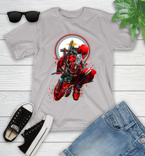NFL Deadpool Marvel Comics Sports Football Pittsburgh Steelers Youth T-Shirt 12