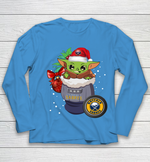 Buffalo Sabres Christmas Baby Yoda Star Wars Funny Happy NHL Youth Long Sleeve 7