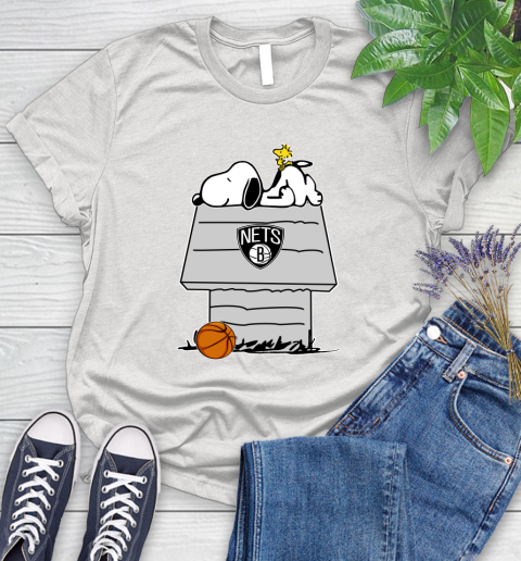 Brooklyn Nets NBA Basketball Snoopy Woodstock The Peanuts Movie Women's T-Shirt