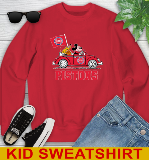 NBA Basketball Detroit Pistons Pluto Mickey Driving Disney Shirt Youth Sweatshirt 8