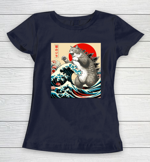Catzilla Cat Japanese Art Funny Cat Women's T-Shirt 2