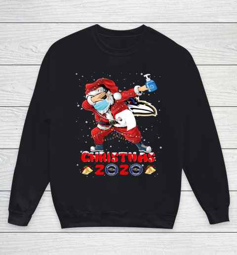 Baltimore Ravens Funny Santa Claus Dabbing Christmas 2020 NFL Youth Sweatshirt
