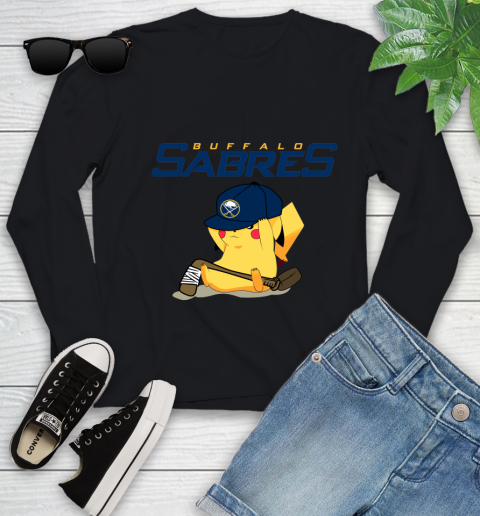 NHL Pikachu Hockey Sports Buffalo Sabres Youth Long Sleeve 2