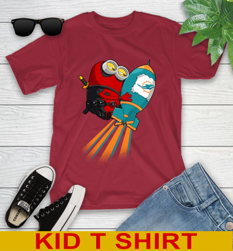NFL Football Miami Dolphins Deadpool Minion Marvel Shirt Youth T-Shirt 12