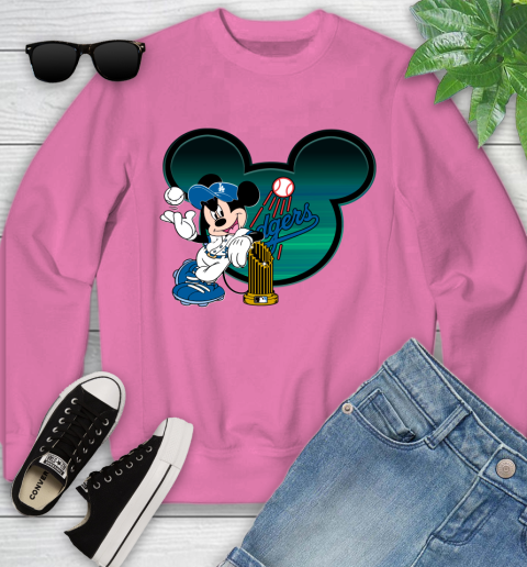 MLB Los Angeles Dodgers The Commissioner's Trophy Mickey Mouse Disney Youth Sweatshirt 7