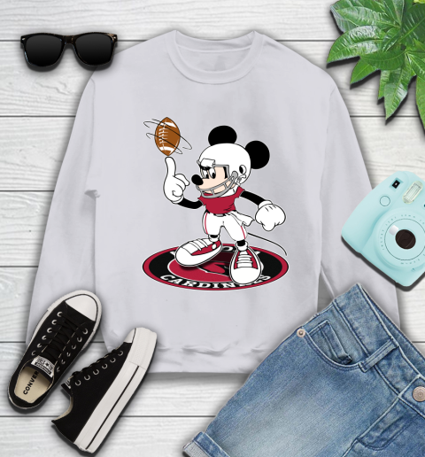 NFL Football Arizona Cardinals Cheerful Mickey Disney Shirt fish pond Youth Sweatshirt 4