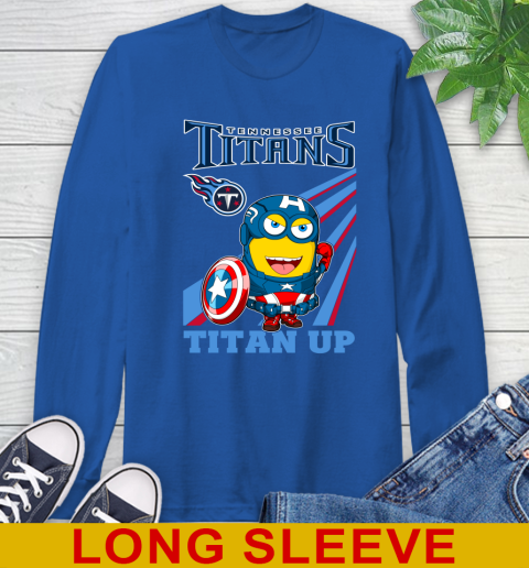 NFL Football Tennessee Titans Captain America Marvel Avengers Minion Titan Up Shirt Long Sleeve T-Shirt 11