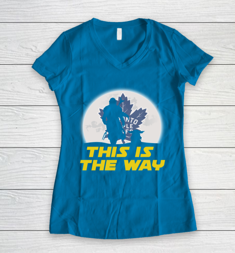 Toronto Maple Leafs NHL Ice Hockey Star Wars Yoda And Mandalorian This Is The Way Women's V-Neck T-Shirt 5