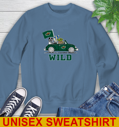 NHL Hockey Minnesota Wild Darth Vader Baby Yoda Driving Star Wars Shirt Sweatshirt 8