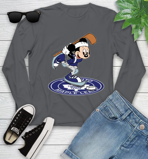 NHL Hockey Toronto Maple Leafs Cheerful Mickey Disney Shirt Youth Long Sleeve - Image 9