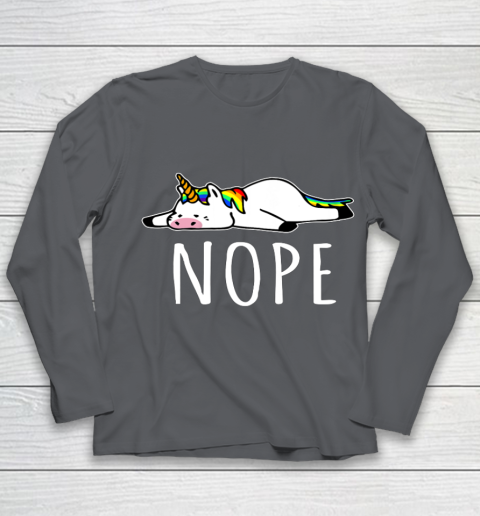 Nope Unicorn T Shirt Nah Not Gonna Do It Funny Lazy Gift Youth Long Sleeve 6