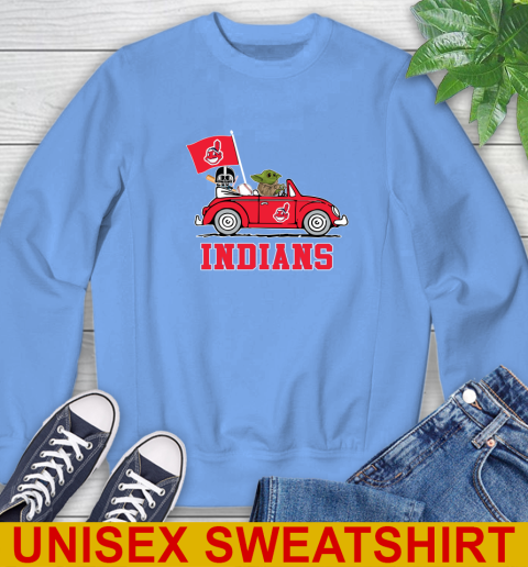 MLB Baseball Cleveland Indians Darth Vader Baby Yoda Driving Star Wars Shirt Sweatshirt 11