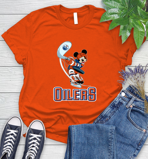 NHL Hockey Edmonton Oilers Cheerful Mickey Mouse Shirt Women's T-Shirt 4