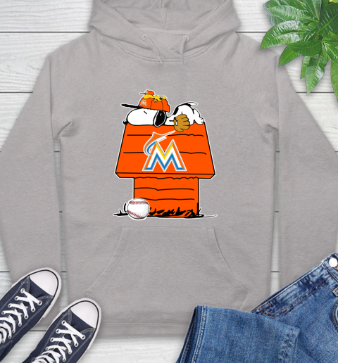 MLB Miami Marlins Snoopy Woodstock The Peanuts Movie Baseball T Shirt Hoodie 12