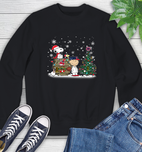 MLB Cleveland Indians Snoopy Charlie Brown Christmas Baseball Commissioner's Trophy Sweatshirt