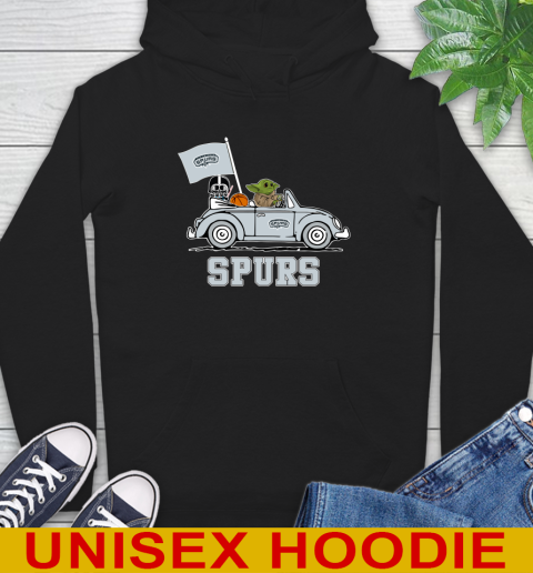 NBA Basketball San Antonio Spurs Darth Vader Baby Yoda Driving Star Wars Shirt Hoodie 2