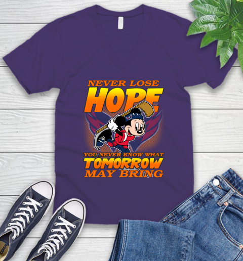 Washington Capitals NHL Hockey ootball Mickey Disney Never Lose Hope V-Neck T-Shirt 9