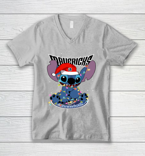 Dallas Mavericks NBA noel stitch Basketball Christmas V-Neck T-Shirt 2