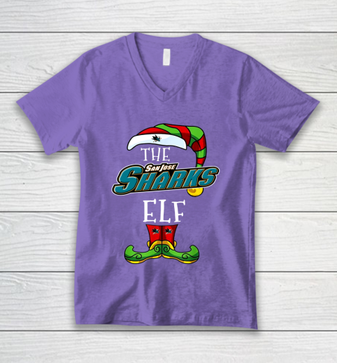 San Jose Sharks Christmas ELF Funny NHL V-Neck T-Shirt 8