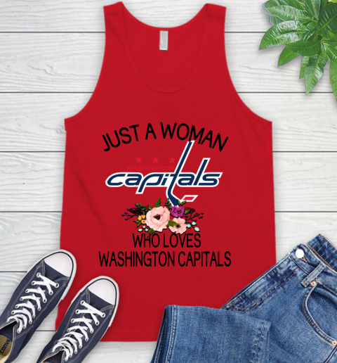NHL Just A Woman Who Loves Washington Capitals Hockey Sports Tank Top 4