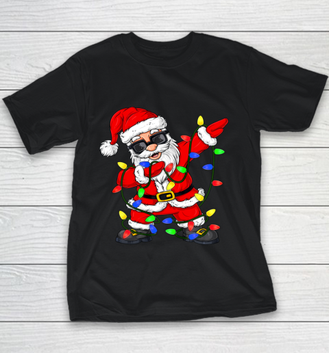 Dabbing Santa Claus Christmas Tree Lights Boys Kids Dab Xmas Youth T-Shirt