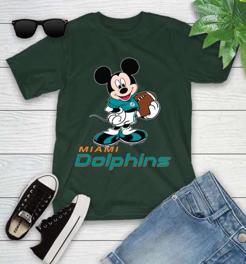 NFL Football Miami Dolphins Cheerful Mickey Mouse Shirt Youth T-Shirt 5