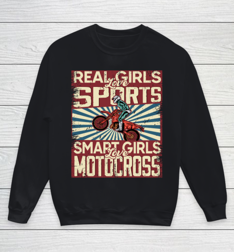 Real girls love sports smart girls love motocross Youth Sweatshirt