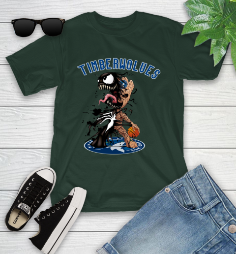 NBA Minnesota Timberwolves Basketball Venom Groot Guardians Of The Galaxy Youth T-Shirt 5