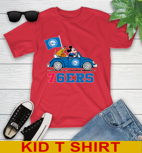 NBA Basketball Philadelphia 76ers Pluto Mickey Driving Disney Shirt Youth T-Shirt 10