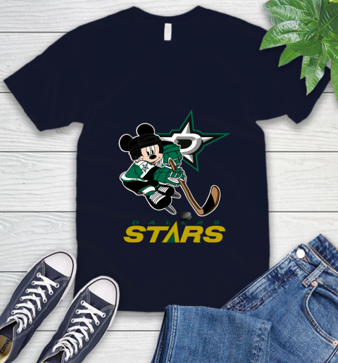 NHL Dallas Stars Mickey Mouse Disney Hockey T Shirt V-Neck T-Shirt 3