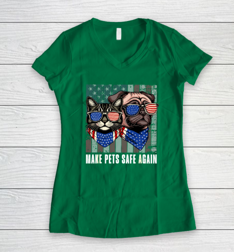 Make Pets Safe Again Trump Harris Debate Eating The Dogs Cat Women's V-Neck T-Shirt 3