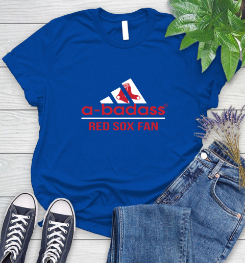 MLB A Badass Boston Red Sox Fan Adidas Baseball Sports Women's T-Shirt 12