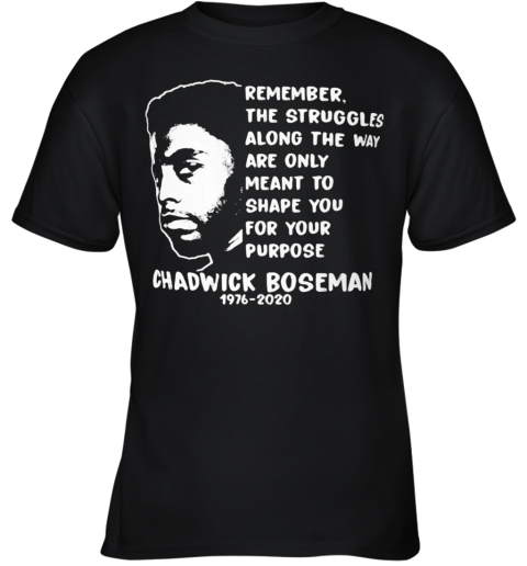 Remember The Struggles Along The Way Are Only Meant To Shape You For Your Purpose Rip Chadwick 1976 2020 Youth T-Shirt