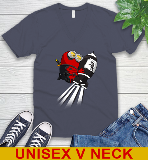 MLB Baseball Chicago White Sox Deadpool Minion Marvel Shirt V-Neck T-Shirt 7