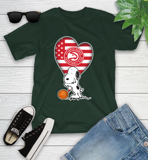 Atlanta Hawks NBA Basketball The Peanuts Movie Adorable Snoopy Youth T-Shirt 5
