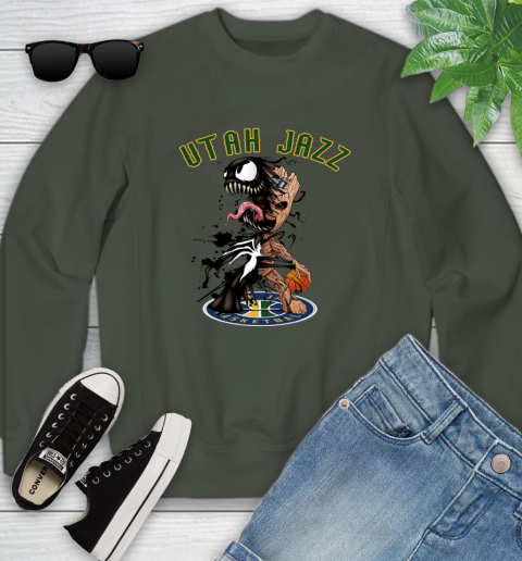 NBA Utah Jazz Basketball Venom Groot Guardians Of The Galaxy Youth Sweatshirt 10