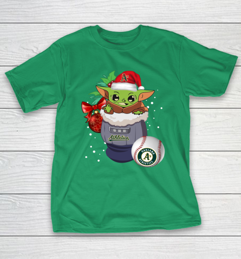 Oakland Athletics Christmas Baby Yoda Star Wars Funny Happy MLB T-Shirt