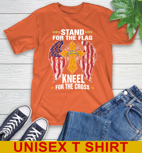 NFL Football Los Angeles Chargers Stand For Flag Kneel For The Cross Shirt T-Shirt 4