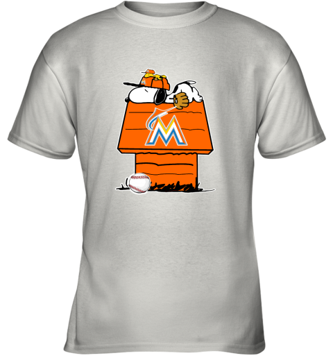 Miami Marlins Snoopy And Woodstock Resting Together MLB Youth T-Shirt