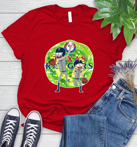MLB Texas Rangers Rick And Morty Baseball Sports Women's T-Shirt 9