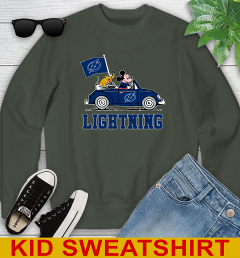 NHL Hockey Tampa Bay Lightning Pluto Mickey Driving Disney Shirt Youth Sweatshirt 9