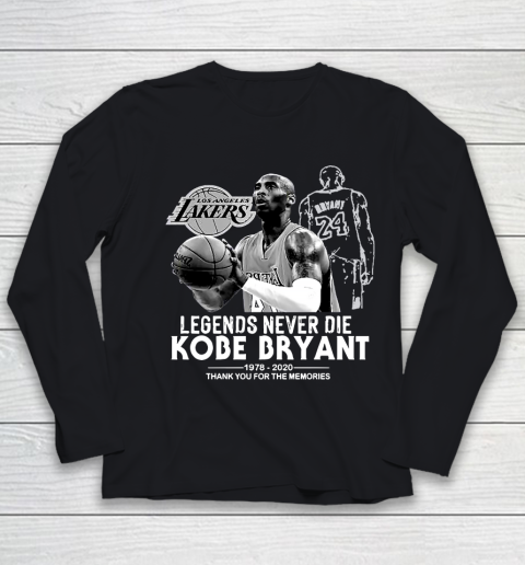 Kobe Bryant Legends Never Die 1978 2020 Thank You For The Memories Youth Long Sleeve