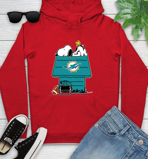 Miami Dolphins NFL Football Snoopy Woodstock The Peanuts Movie Youth Hoodie 11