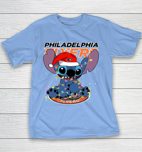 Philadelphia Flyers NHL Hockey noel stitch Christmas Youth T-Shirt 7