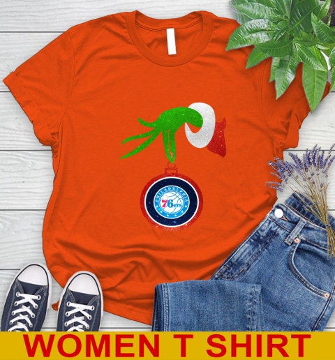 Philadelphia 76ers Grinch Merry Christmas NBA Basketball Women's T-Shirt 4