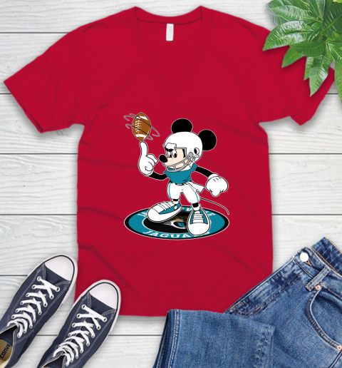 NFL Football Jacksonville Jaguars Cheerful Mickey Disney Shirt V-Neck T-Shirt 7