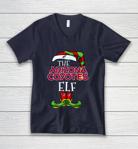 Arizona Coyotes Christmas ELF Funny NHL V-Neck T-Shirt 2