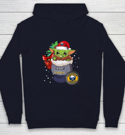 Buffalo Sabres Christmas Baby Yoda Star Wars Funny Happy NHL Youth Hoodie 3